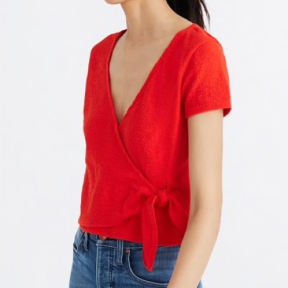 NWT MADEWELL Texture & Thread Wrap-Tie Top